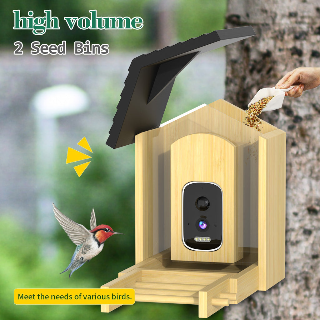 cikikwxo AI Smart Bird Feeder Camera | Solar Powered, AI Bird Identification, 2.5K HD