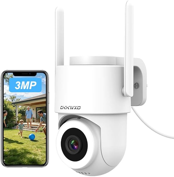 2K Outdoor Surveillance Camera, Dual-Band Wi-Fi 2.4/5 GHz, Outdoor Surveillance, Color Night Vision, Motion Detection, Two-Way Audio, PTZ, Weatherproof IP65, Alexa Compatible