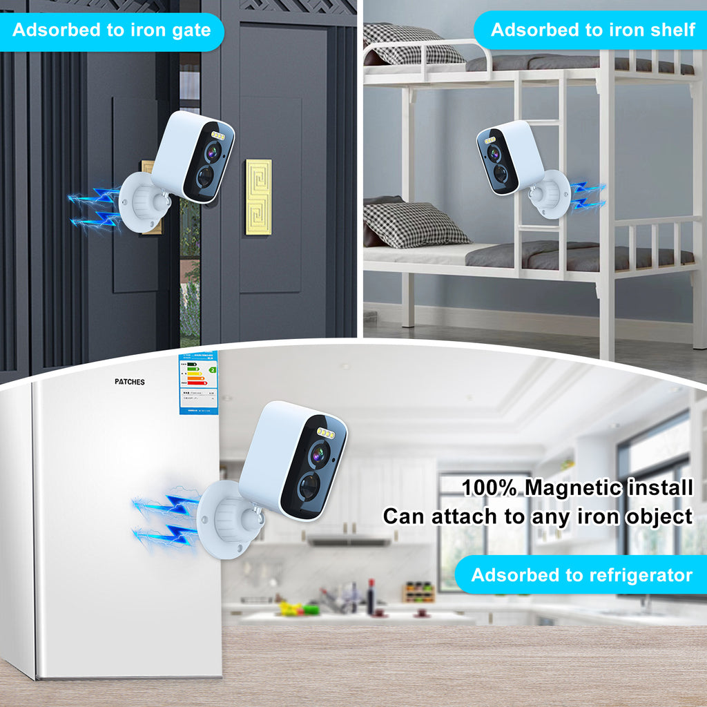 2.5K Outdoor Surveillance Camera, Rechargeable, Wi-Fi, 2.4 GHz, Wireless Outdoor Camera with Color Night Vision, IP65 Waterproof, PIR Motion Detection, 5000mAh Battery, App Control, Alexa Compatible
