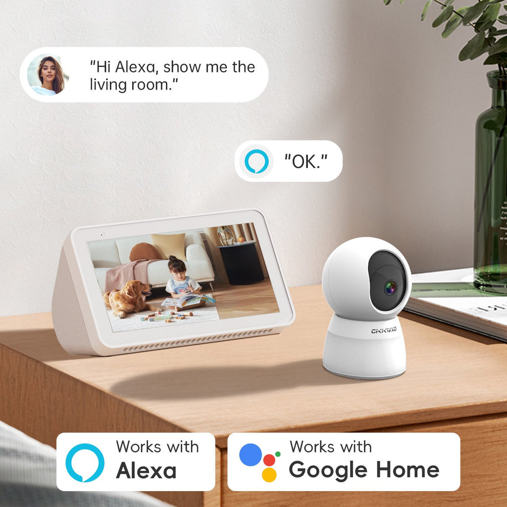 CiKiKWXO 2.5K HD Security Camera, 5G & 2.4G Dual WiFi Smart Camera, Color Night Vision with Soft Lighting, Motion Tracking, Two-Way Audio, Supports Flexible Storage