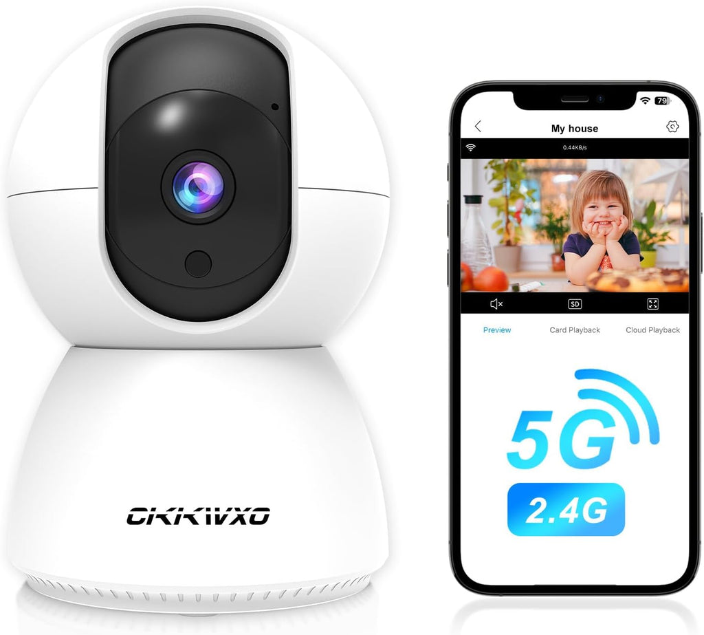 2.4&5GHz WiFi Indoor Security Camera,2K/3MP Camera for Home Security, 355° Pan/Tilt Pet Cam, IR Night Vision Baby Monitor, 2-Way Audio, Motion Tracking, Cloud & SD Card Storage