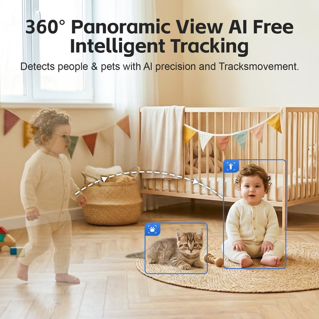 CiKiKWXO 2.5K HD Security Camera, 5G & 2.4G Dual WiFi Smart Camera, Color Night Vision with Soft Lighting, Motion Tracking, Two-Way Audio, Supports Flexible Storage