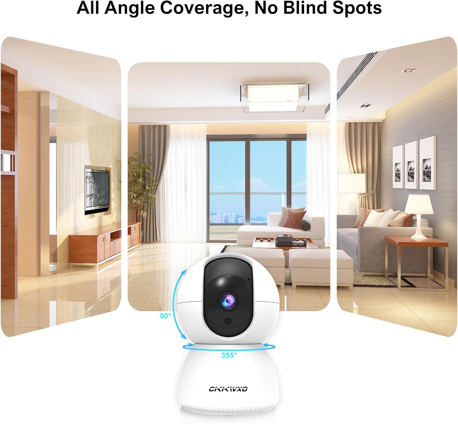 2.4&5GHz WiFi Indoor Security Camera,2K/3MP Camera for Home Security, 355° Pan/Tilt Pet Cam, IR Night Vision Baby Monitor, 2-Way Audio, Motion Tracking, Cloud & SD Card Storage