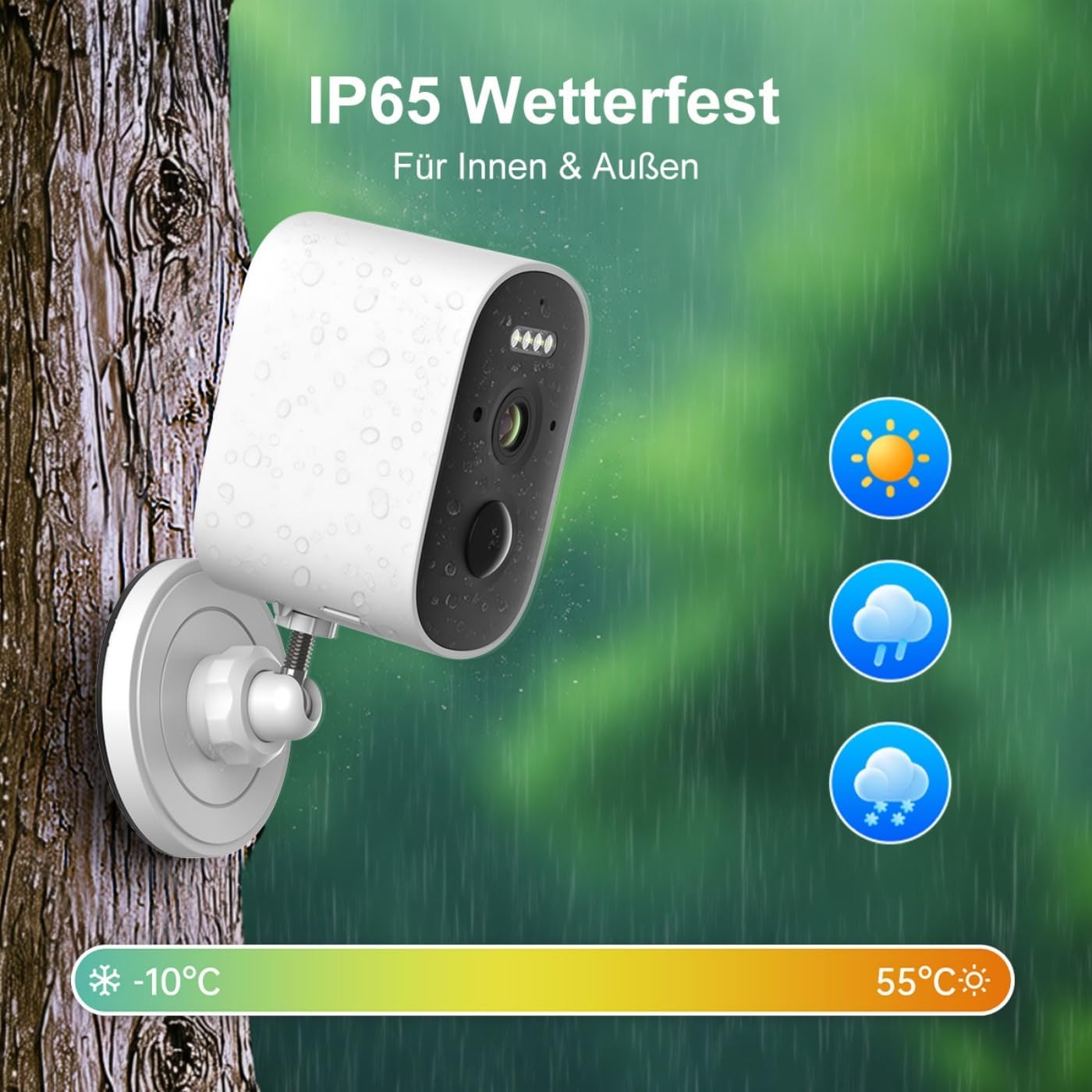 4G Surveillance Camera with Battery and SIM Card, 2.5K 5MP Camera (No WiFi), Color Night Vision, Motion Detection, Two-Way Audio, Alarm, IP65, Alexa Compatible for Indoor/Outdoor Use