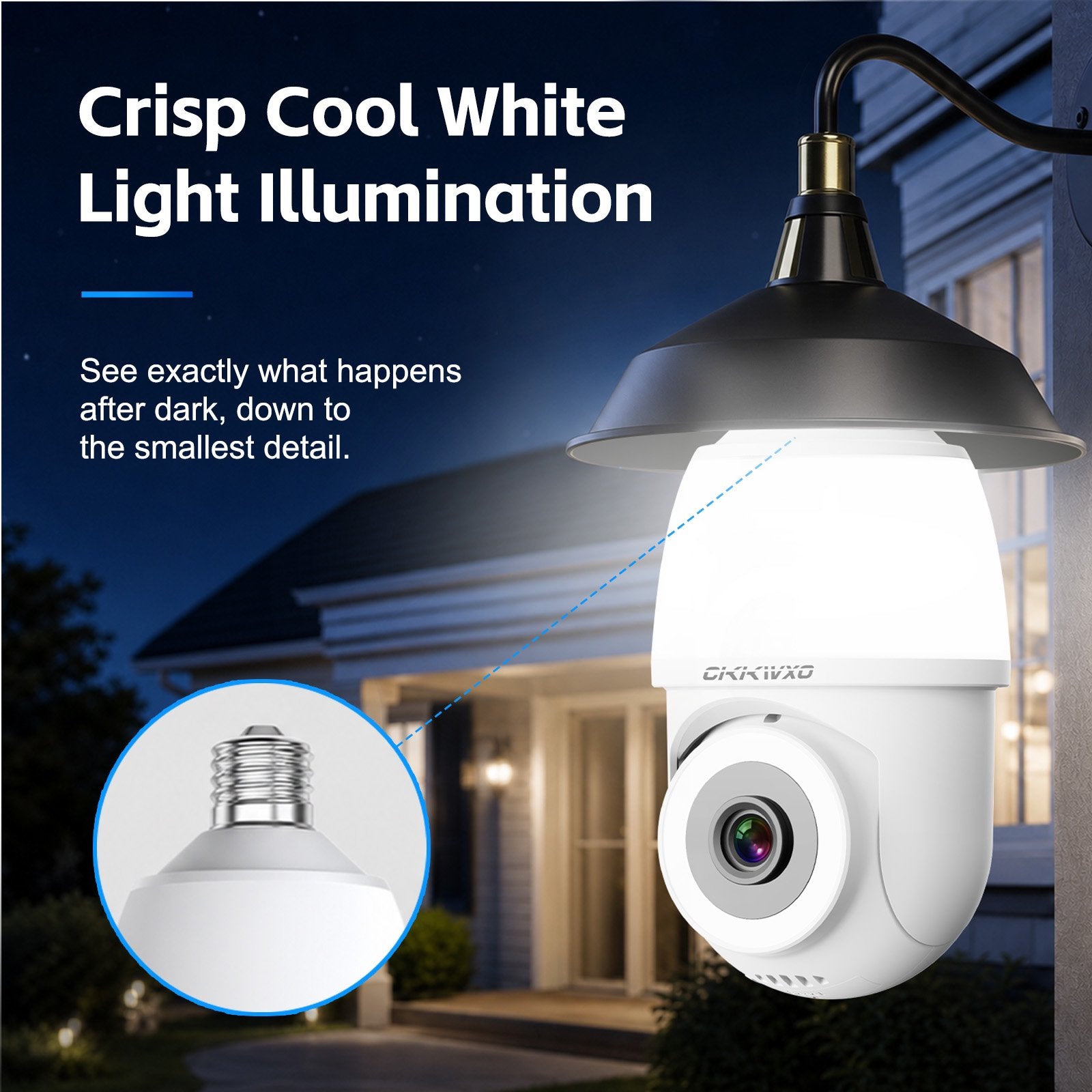 CiKiKWXO 2.5K Light Bulb Security Camera, 5G& 2.4GHz WiFi Dual Band Camera, 360° Wireless Outdoor Camera with Full-Color Night Vision, Motion Detection, Easy Install for Home Security