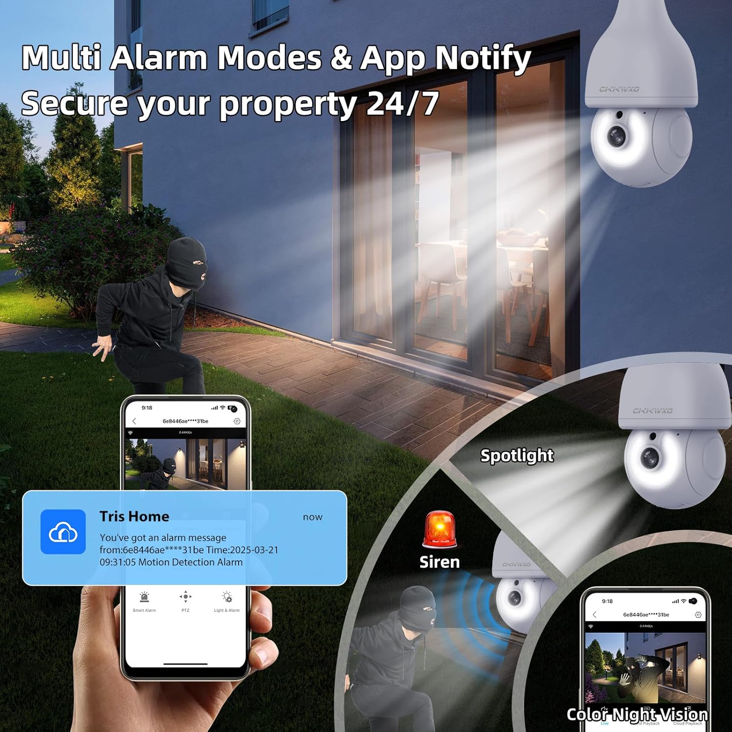 2.4&5Ghz WiFi Light Bulb Security Camera,2K Wireless Light Bulb Camera, Light Socket Security Cam with Motion Detection,Two-Way Talk,24/7 Recording,Compatible with Google Assistant & Alexa