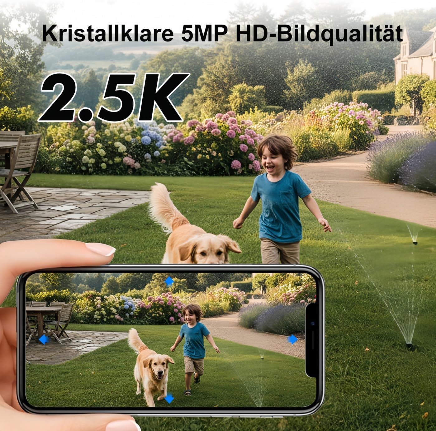 4G Surveillance Camera with Battery and SIM Card, 2.5K 5MP Camera (No WiFi), Color Night Vision, Motion Detection, Two-Way Audio, Alarm, IP65, Alexa Compatible for Indoor/Outdoor Use