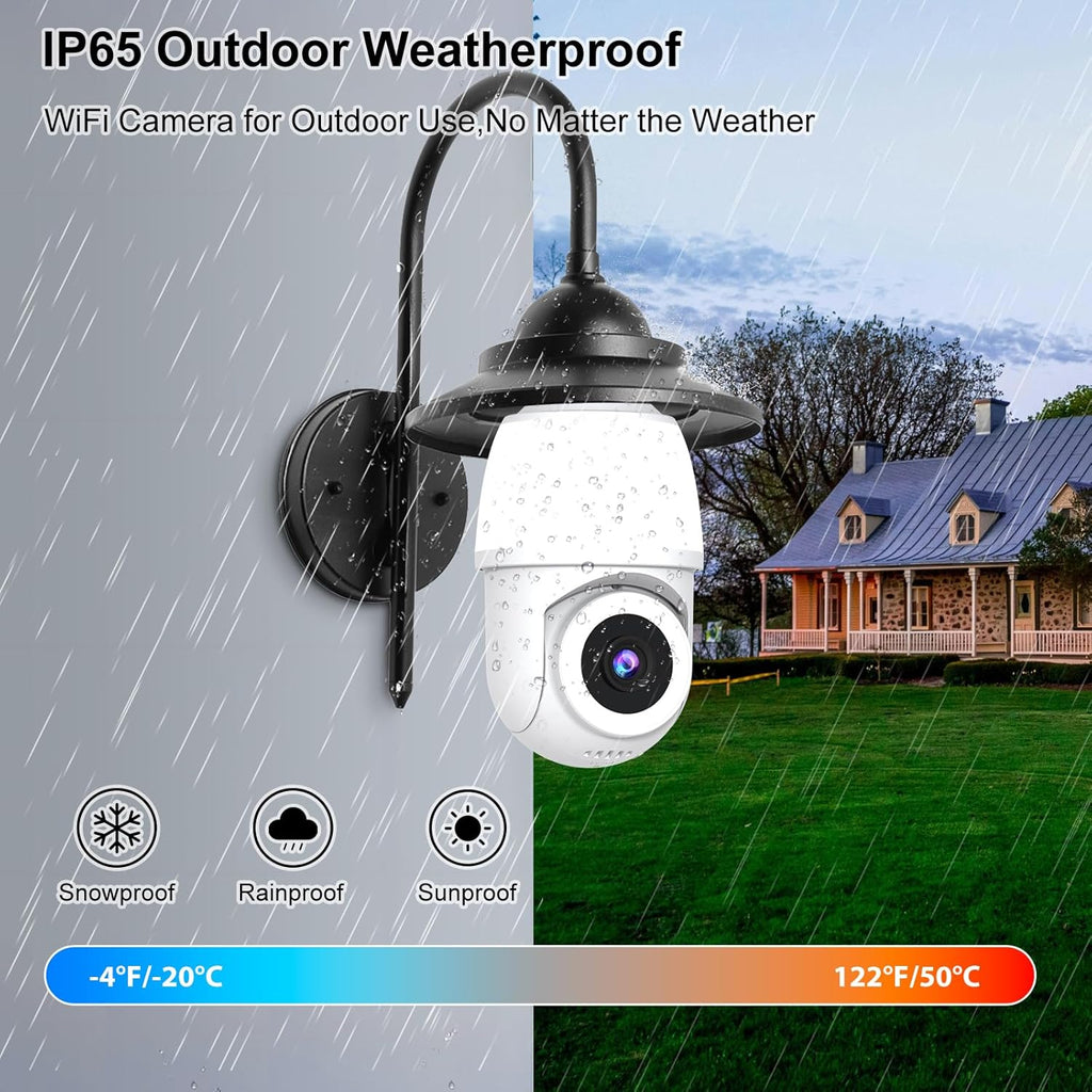 2.4&5Ghz WiFi Light Bulb Security Camera,2K Wireless Light Bulb Camera, Light Socket Security Cam with Motion Detection,Two-Way Talk, Color Night Vision, Compatible with Alexa