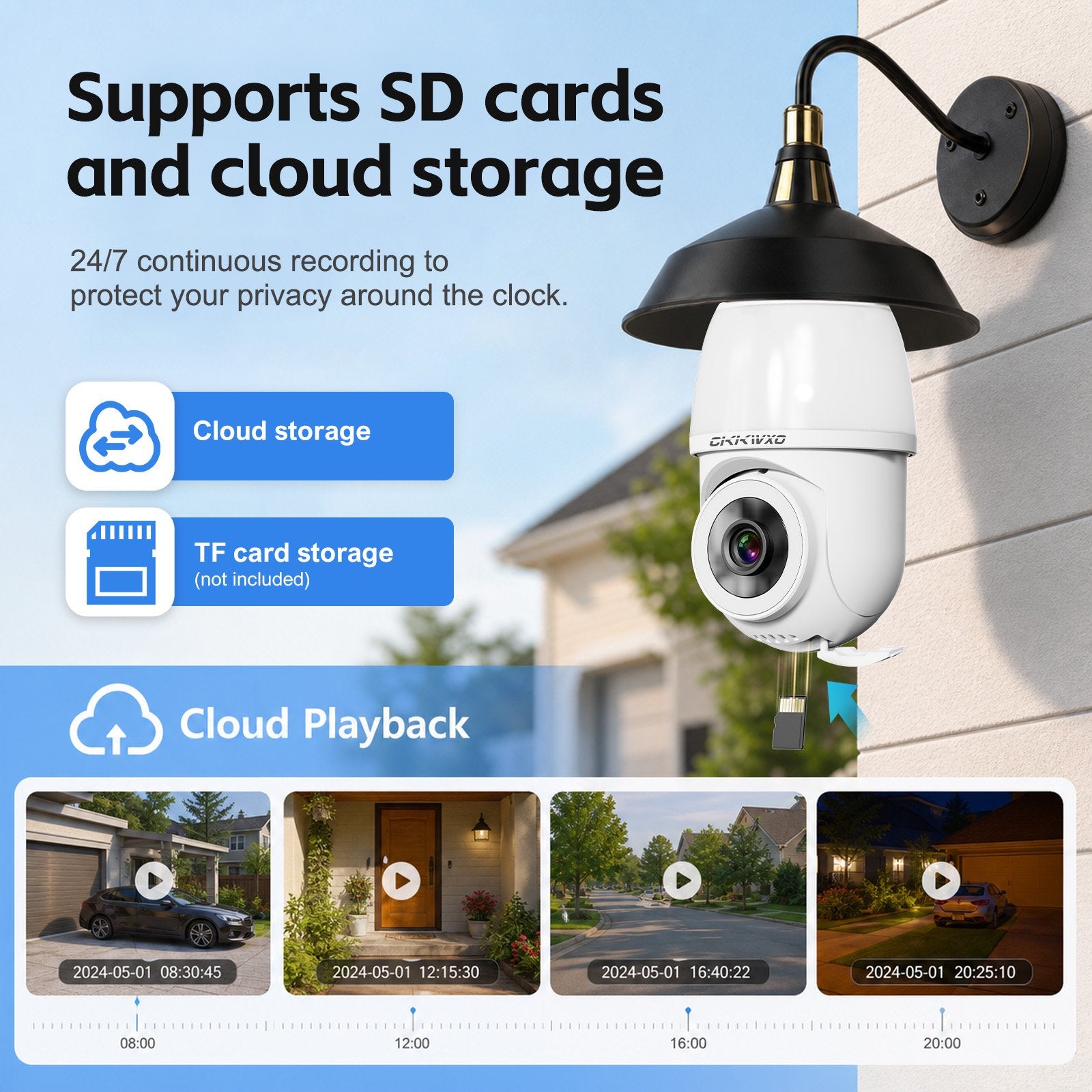 CiKiKWXO 2.5K Light Bulb Security Camera, 5G& 2.4GHz WiFi Dual Band Camera, 360° Wireless Outdoor Camera with Full-Color Night Vision, Motion Detection, Easy Install for Home Security