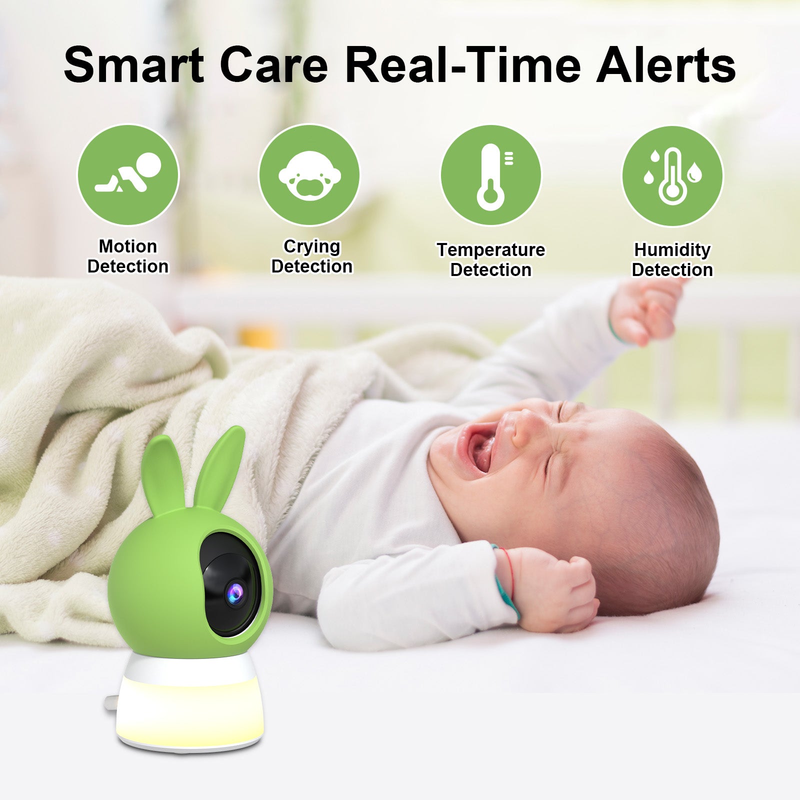 cikikwxo Baby Monitor with Night Light | 2.5K HD, AI Cry Detection, Two-Way Talk