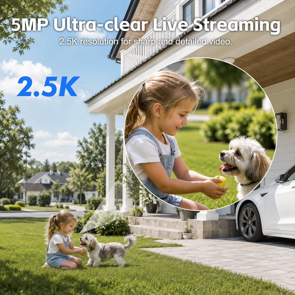CiKiKWXO 2.5K Light Bulb Security Camera, 5G& 2.4GHz WiFi Dual Band Camera, 360° Wireless Outdoor Camera with Full-Color Night Vision, Motion Detection, Easy Install for Home Security
