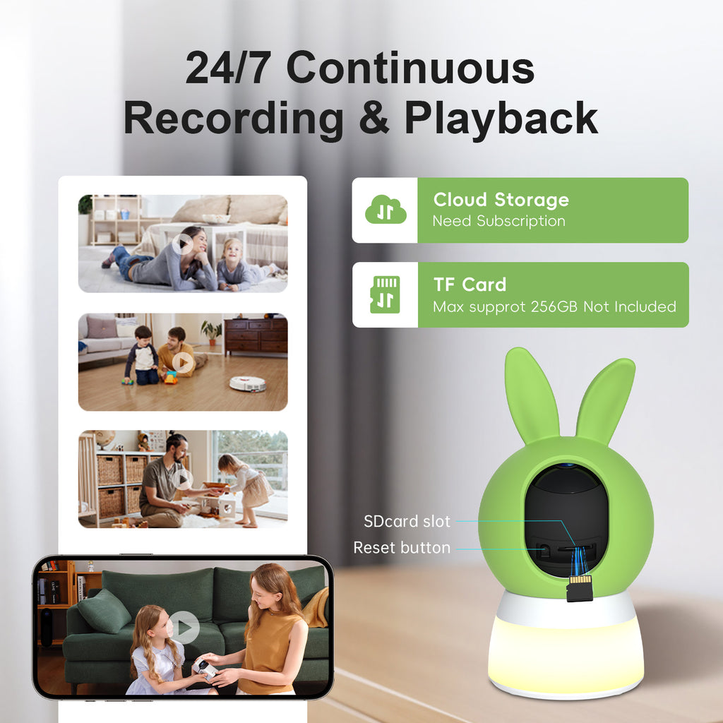 cikikwxo Baby Monitor with Night Light | 2.5K HD, AI Cry Detection, Two-Way Talk