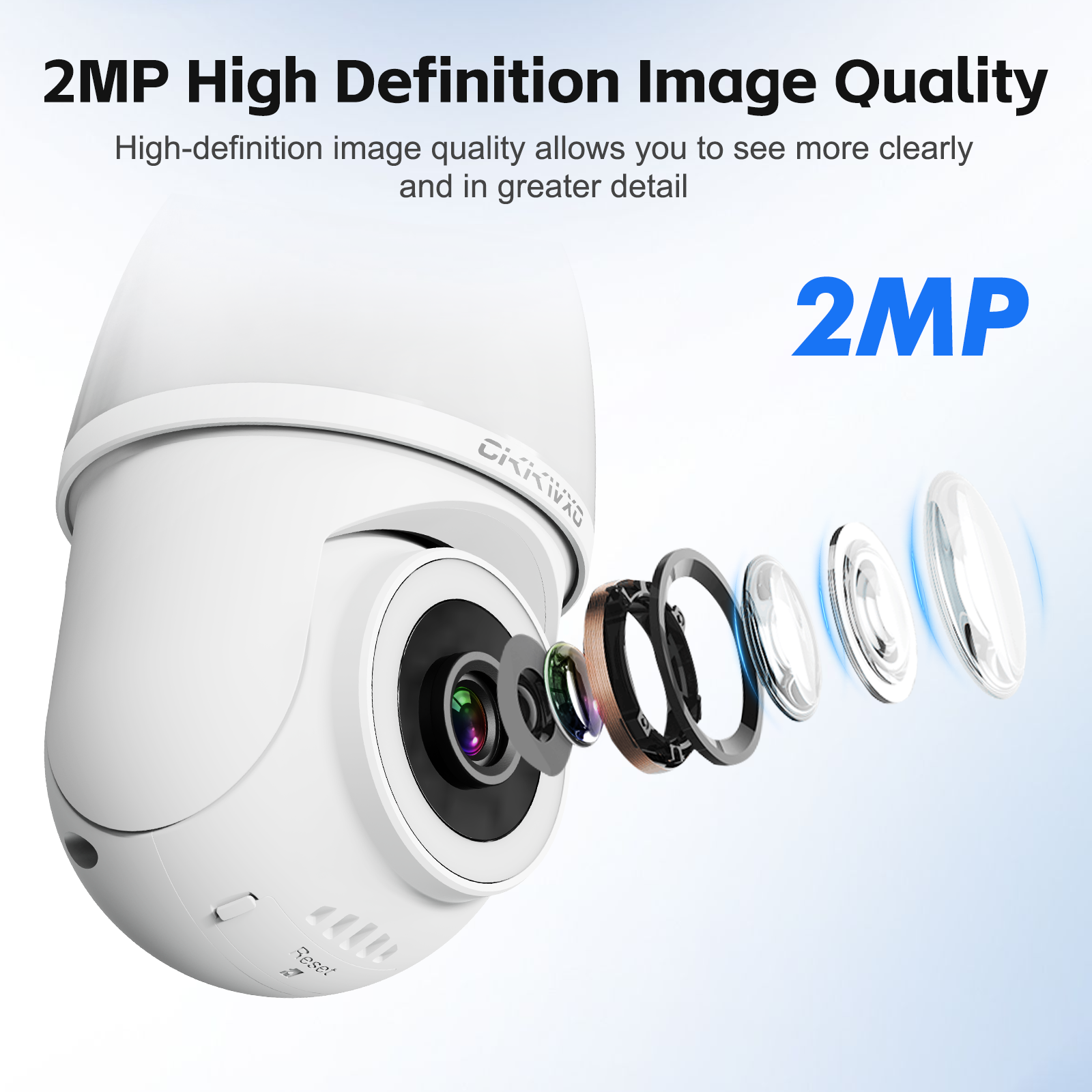 CiKiKWXO 2MP Light Bulb Security Camera, 360° Pan Tilt Security Cameras Wireless Outdoor Indoor Full Color Day and Night, Motion Detection, Audible Alarm, Easy Installation, Compatible with Alexa