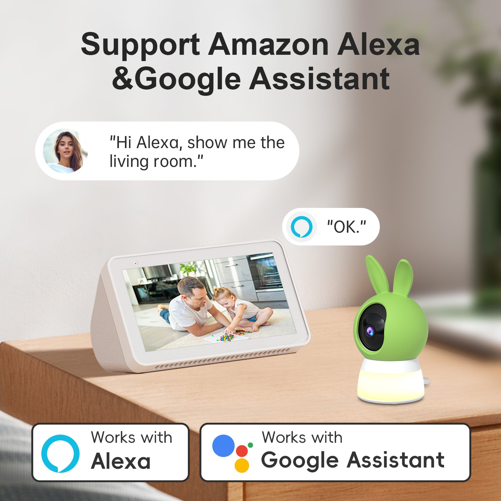 cikikwxo Baby Monitor with Night Light | 2.5K HD, AI Cry Detection, Two-Way Talk