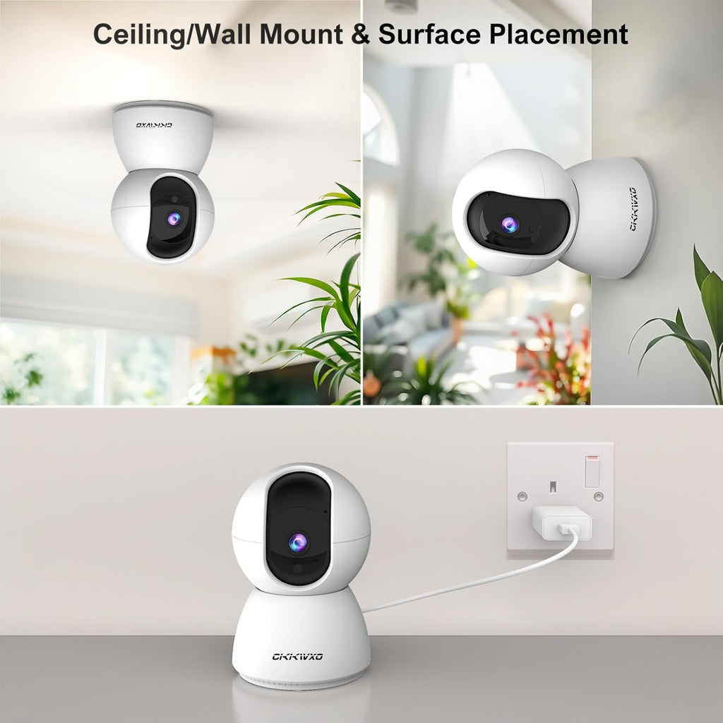 2.4&5GHz WiFi Indoor Security Camera,2K/3MP Camera for Home Security, 355° Pan/Tilt Pet Cam, IR Night Vision Baby Monitor, 2-Way Audio, Motion Tracking, Cloud & SD Card Storage